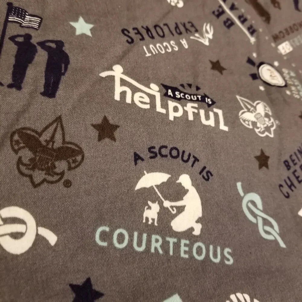 Boy Scouts of America (BSA) Blanket Throw Blue Gray Yellow Handmade Cotton